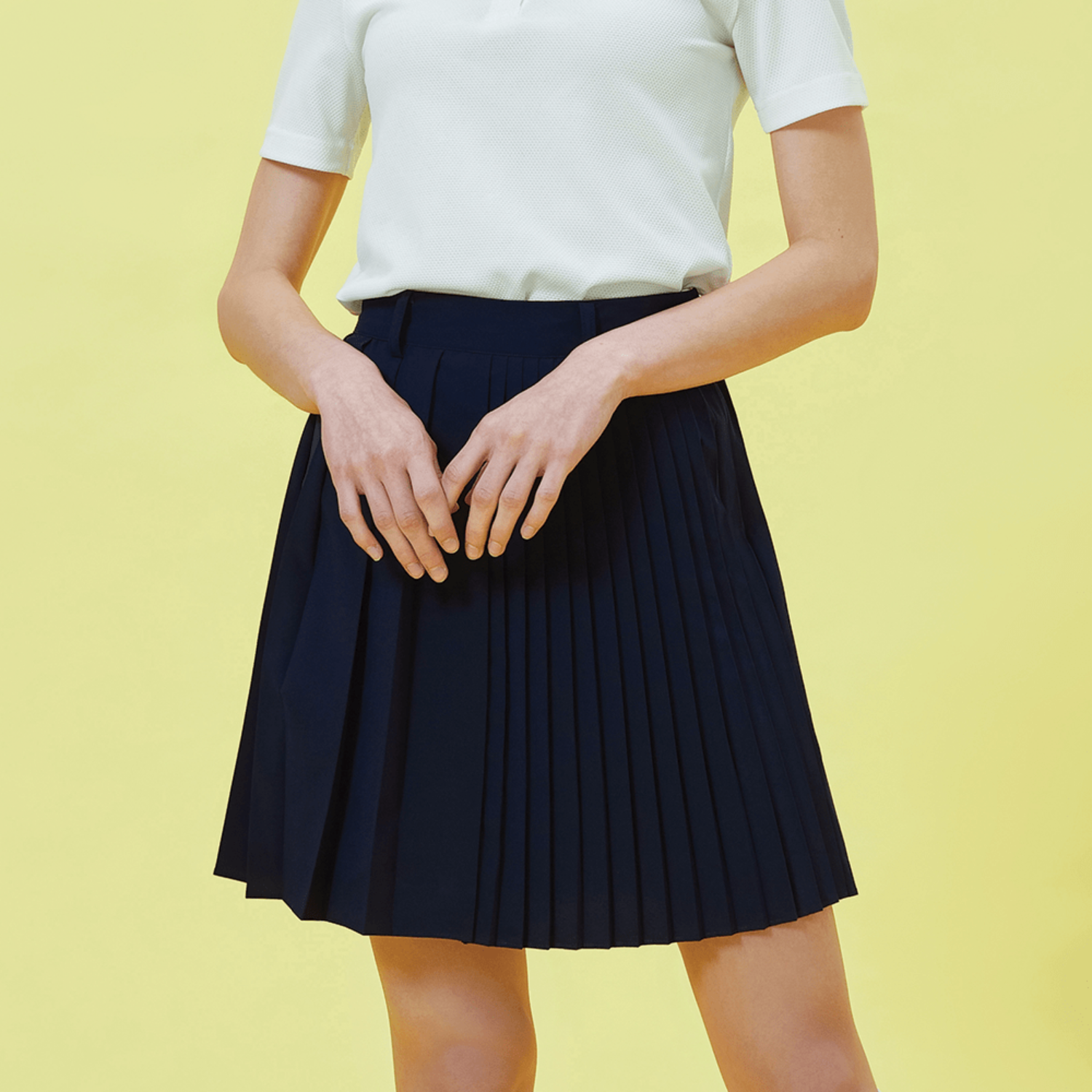 Half &amp; Half Pleats Skirt [Navy]